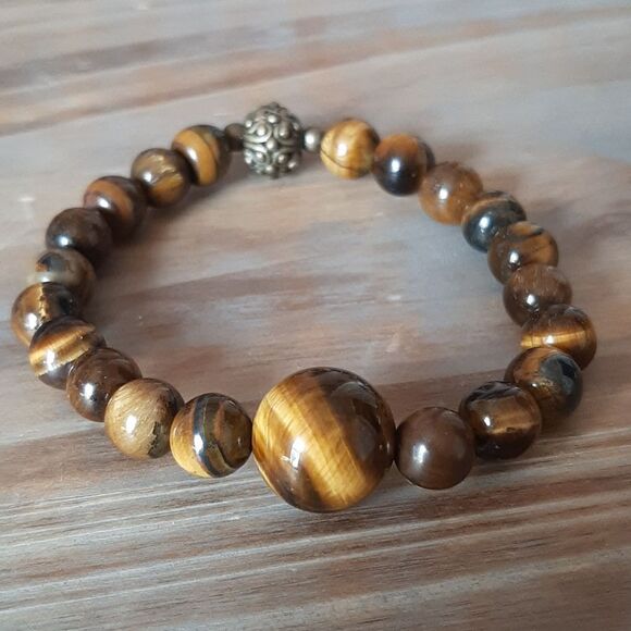 Tiger Eye Beaded Stretch Bracelet - Picture 1 of 4